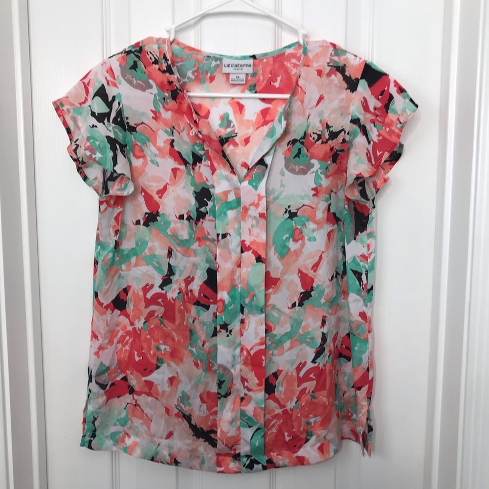 Liz Claireborne Pink Floral Colorful Blouse
